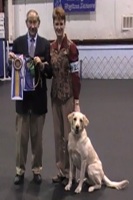 Dewey with his mom and his ribbons